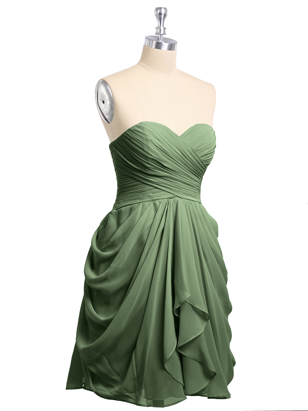 Sweethart Mini Chiffon Dress with Corset Back Olive Green